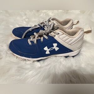 Under Armour Girls Cleats Blue and White Size 4.5Y